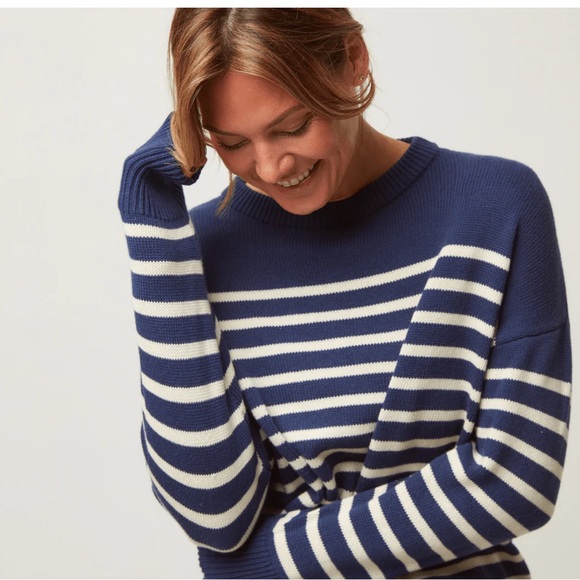 Minnow Sweaters - NWOT Minnow Navy and Cream Stripe Knit Sweater, Size Small